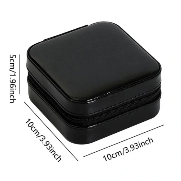 ❀ Black Jewelry Box Storage Organizer Zipper Travel Case Pouch - Picture 3 of 7